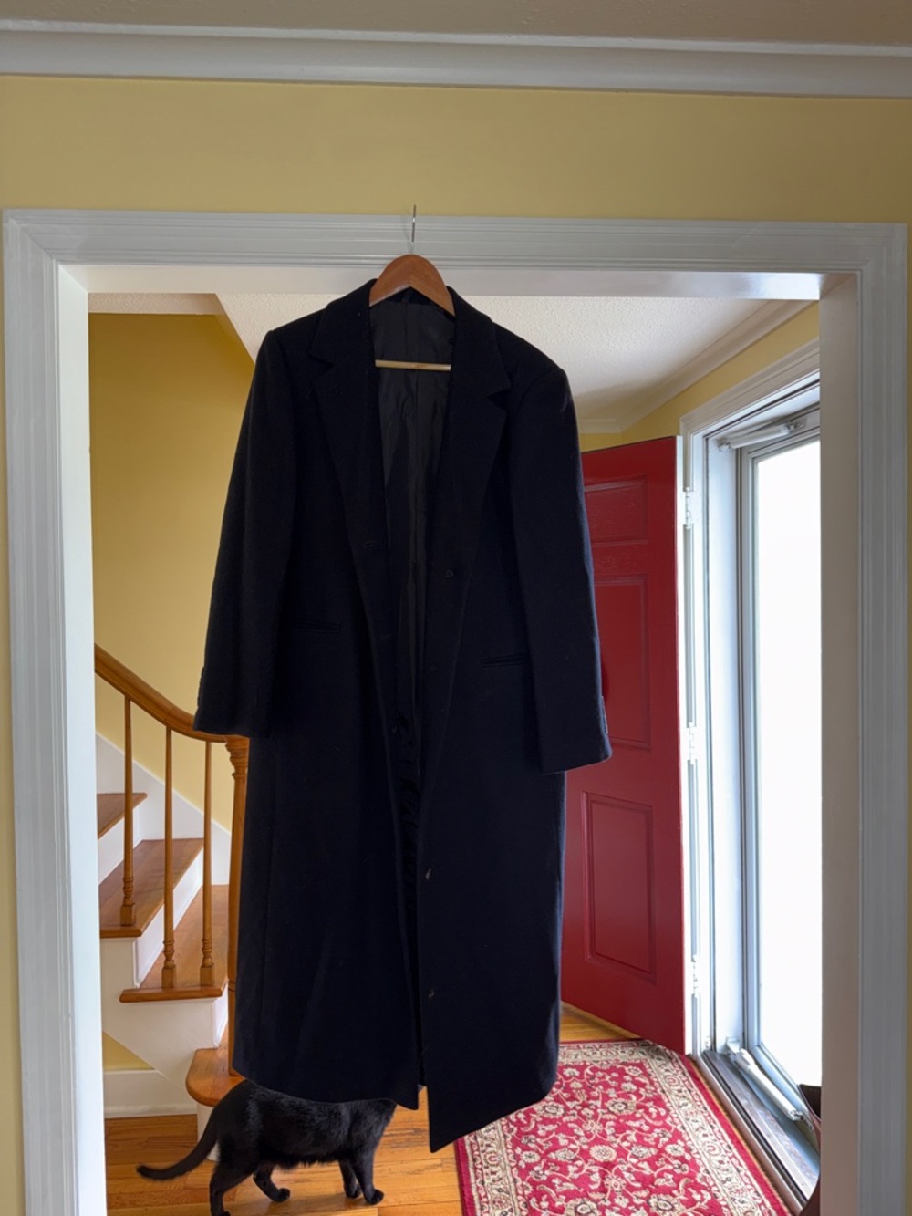 Women's Long Dark Pea Coat - Classic Tailored Overcoat